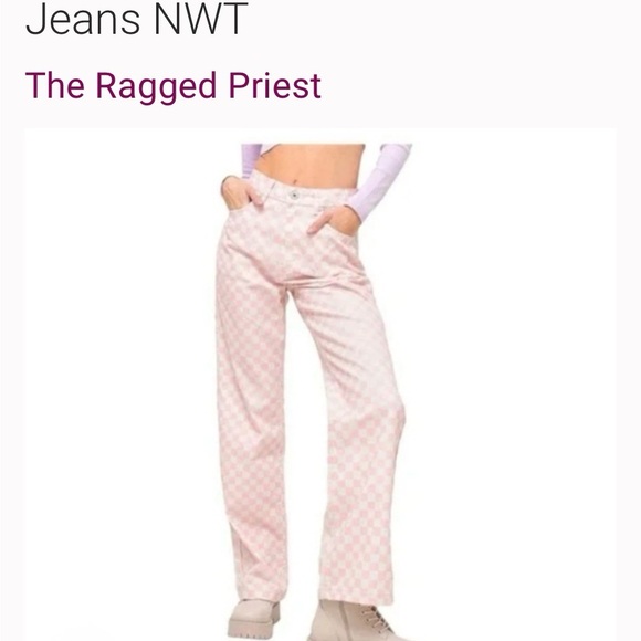 🩷🩷The Ragged Priest Pink and White Checkered Jeans💗💗 - Picture 2 of 8